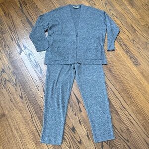 Gispa Large Italian Vintage Cozy Heather Gray Women's Cardigan Set Wool Comy